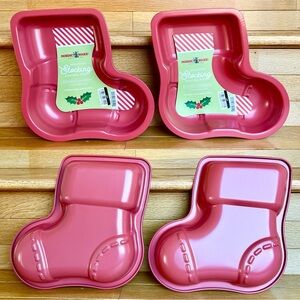 2 New NORDIC WARE Holiday Stocking Baking Pan Cake Bake Pastry Tea Cake Teacake